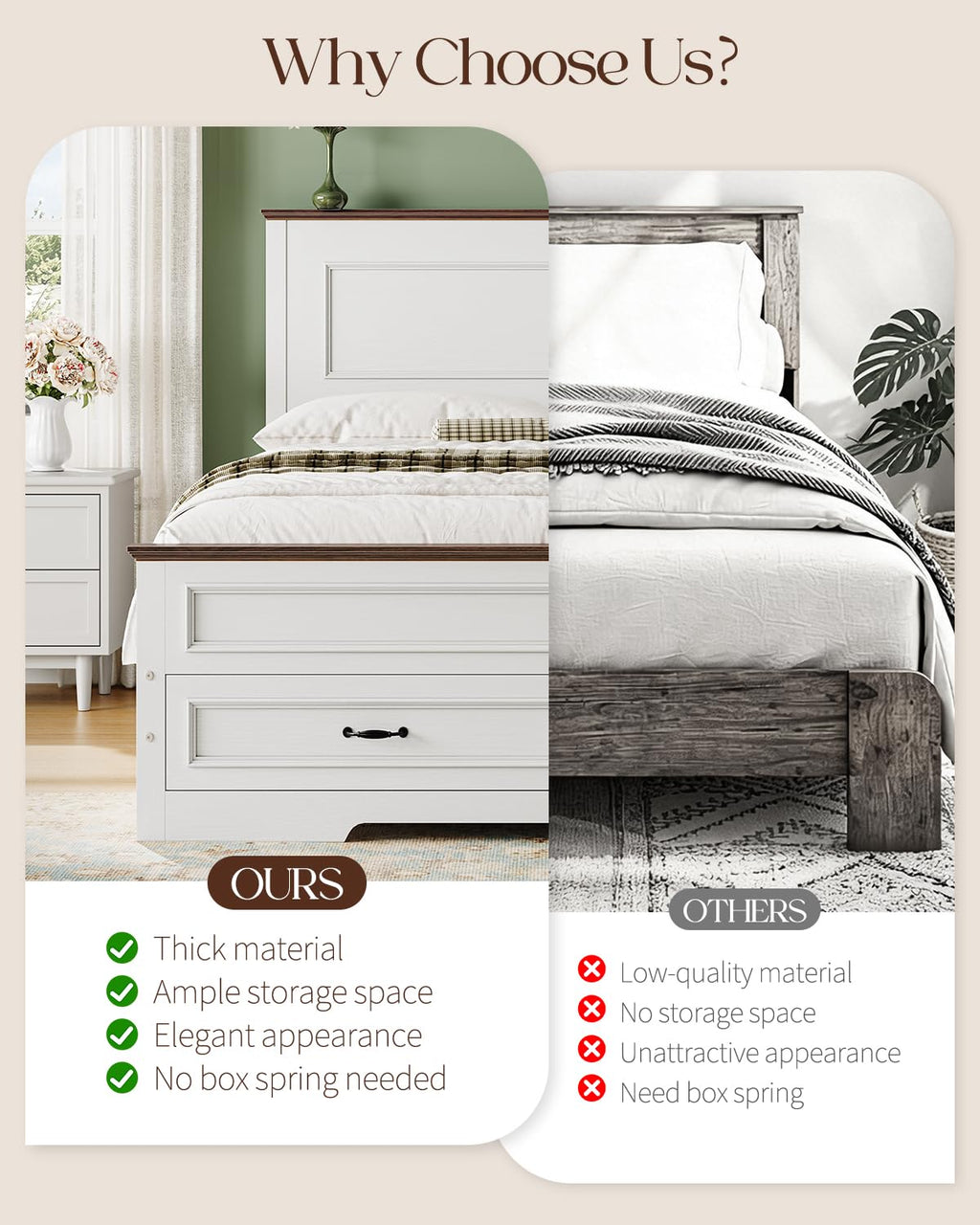 Full Size Platform Bed Frame with Headboard N828