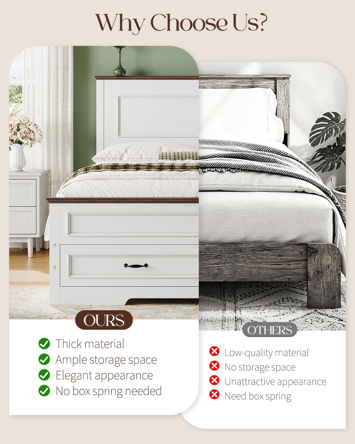 Full Size Platform Bed Frame with Headboard N828