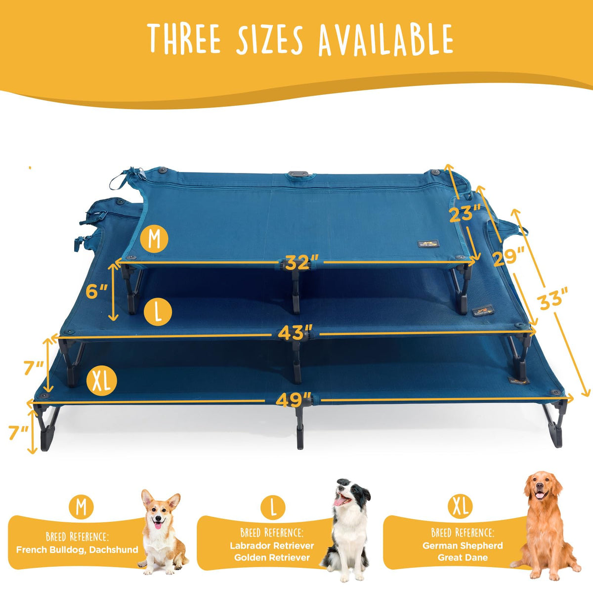 Large Elevated Dog Cot with Non-Slip Feet, Dark Blue T956993