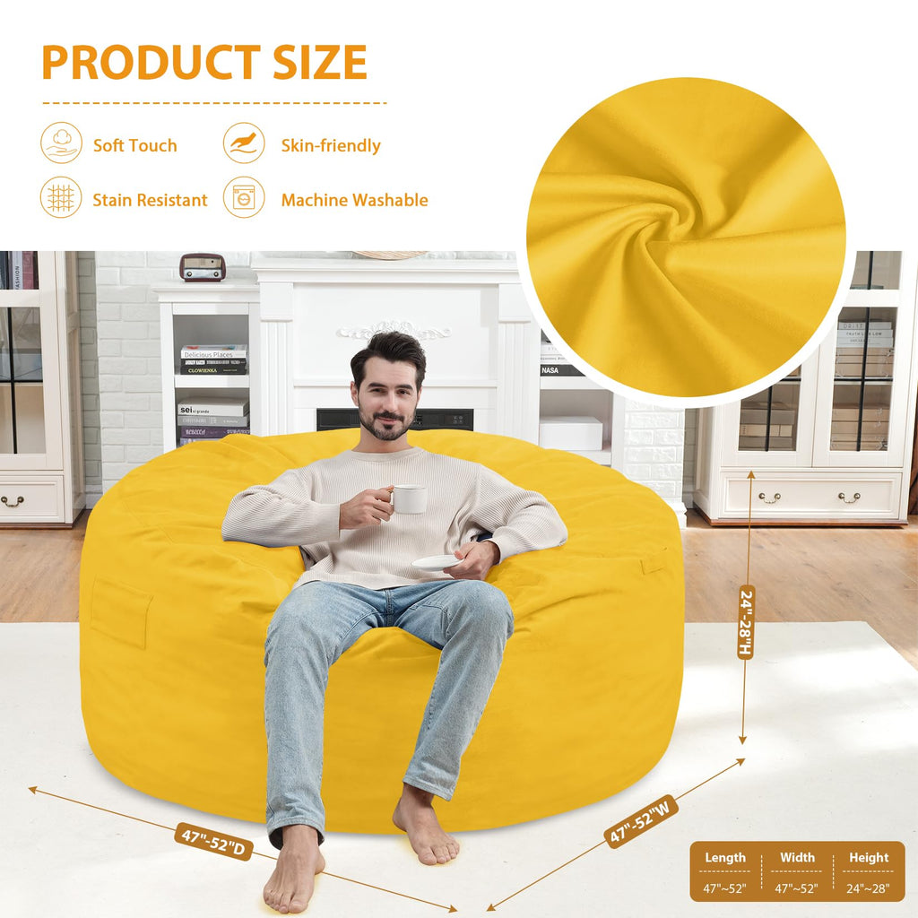 5FT Memory Foam Bean Bag Chair with Dutch Velvet Cover D668469