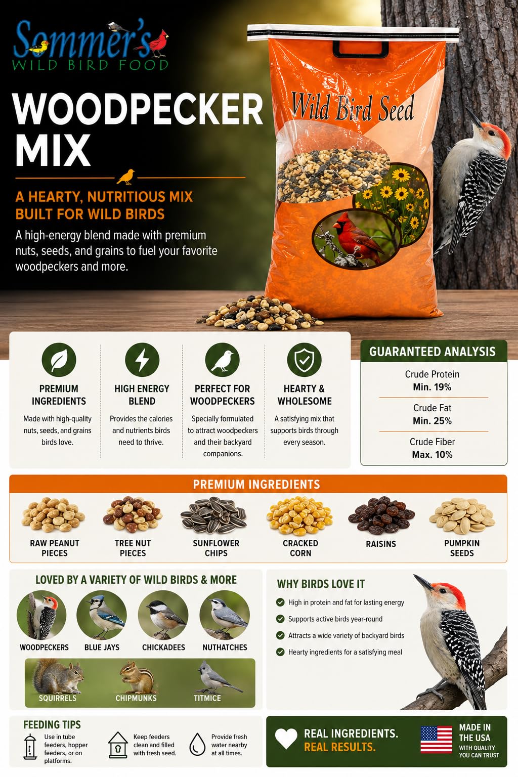 Bird Seed, 20 lb, Nut & Sunflower Seed Blend O59740