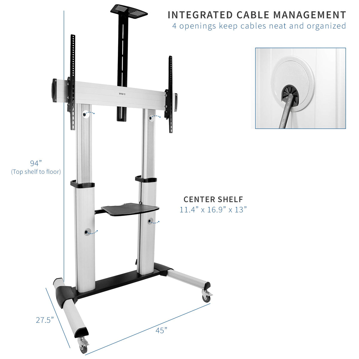 Adjustable Rolling Mobile TV Stand V493569