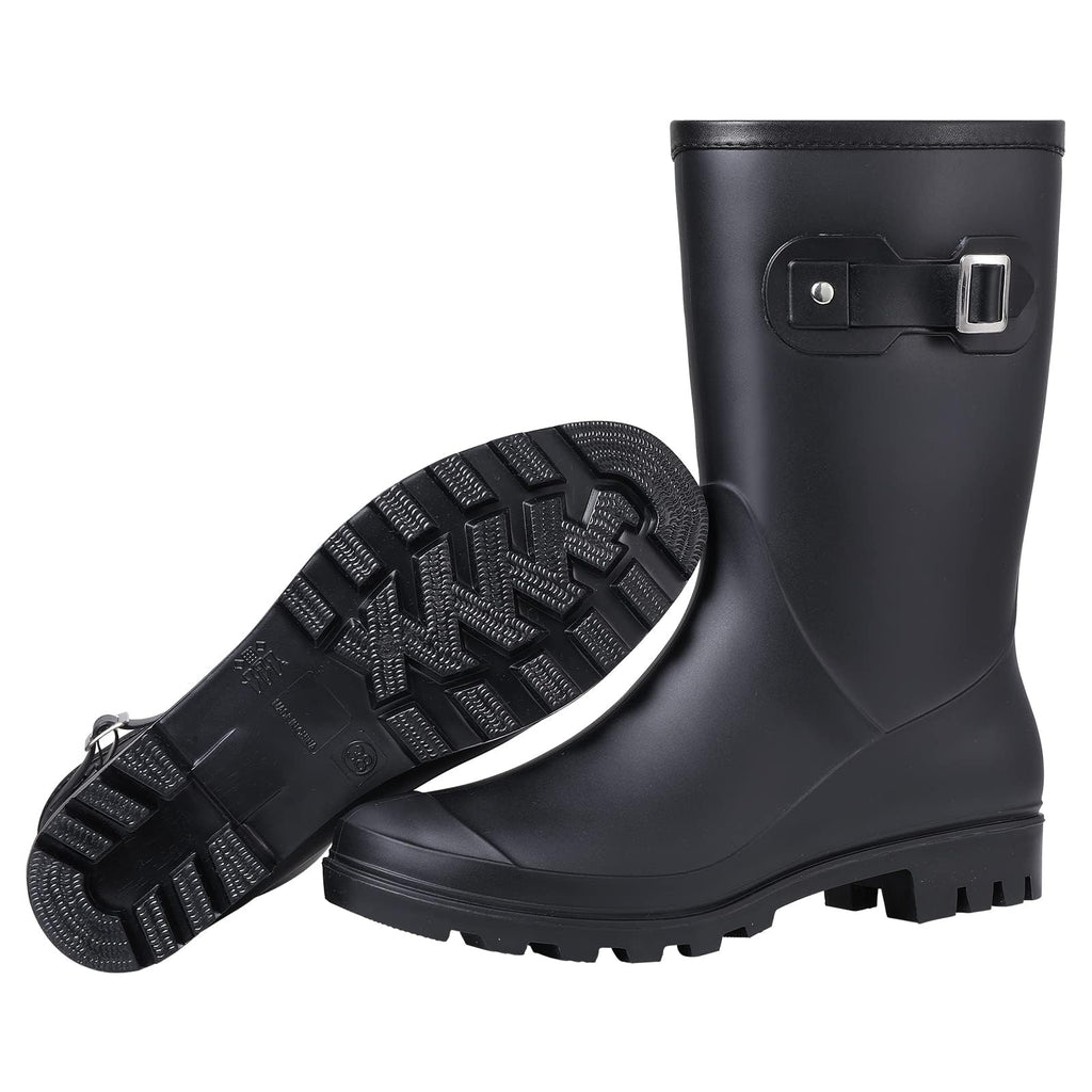 Mid Calf Waterproof Rain Boots with Buckle F2151