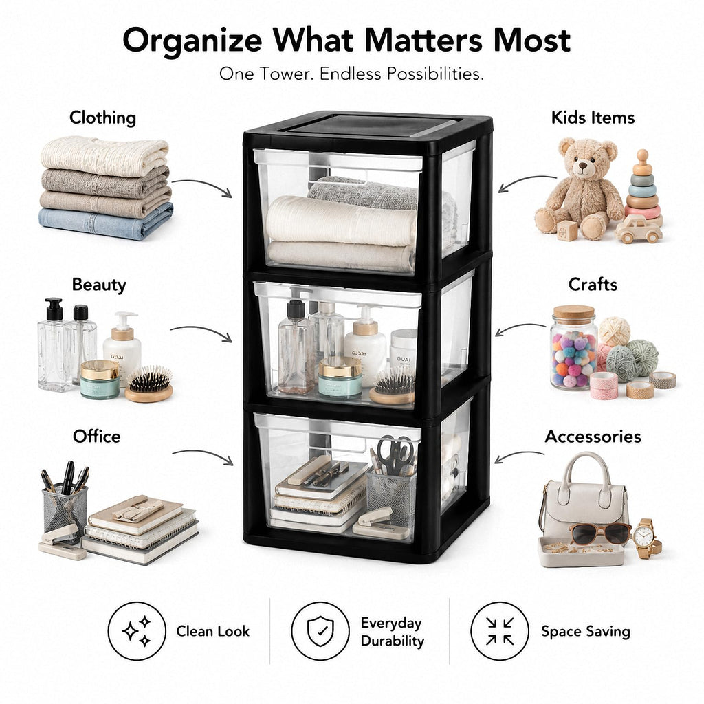 3-Drawer Plastic Storage Tower J595574
