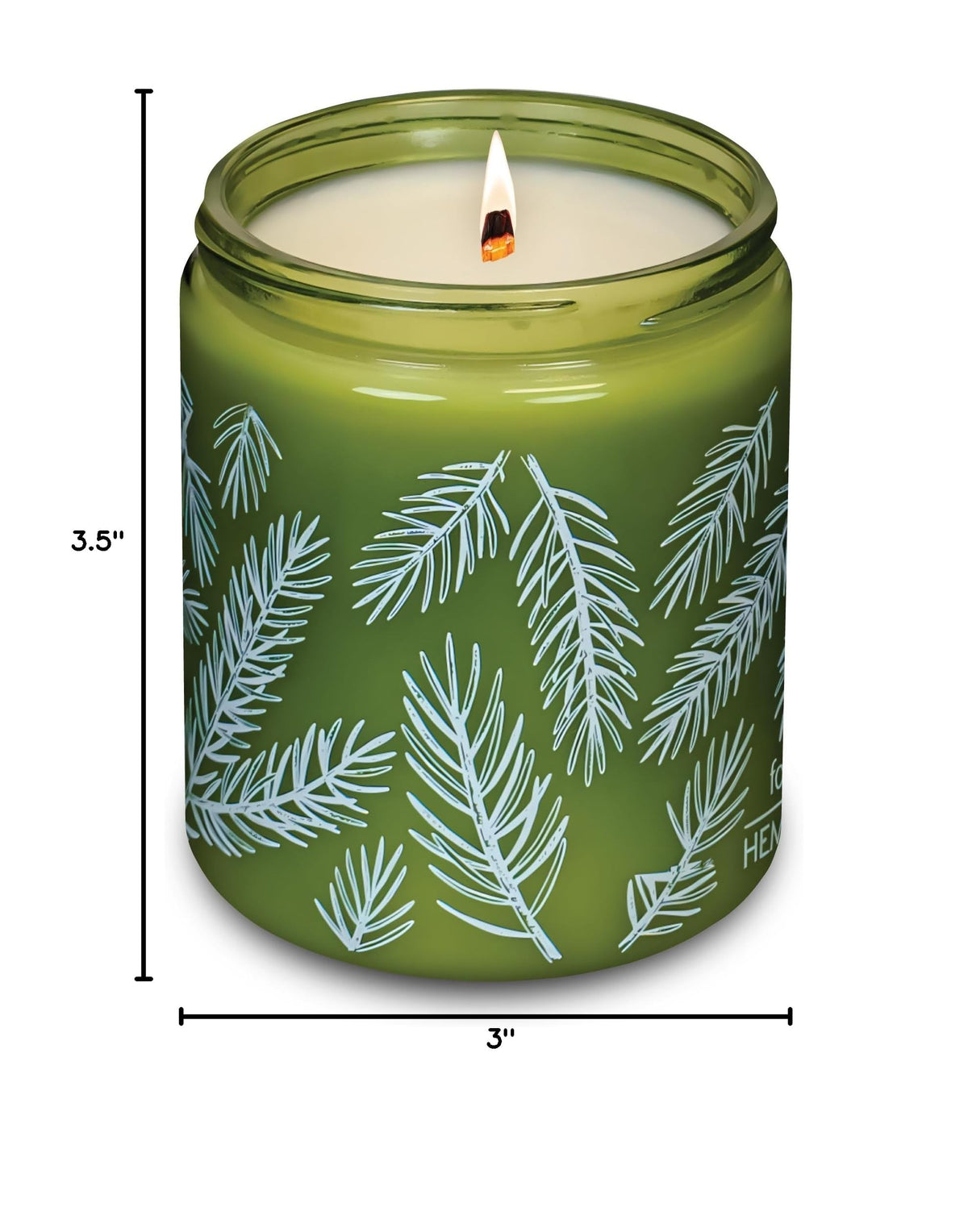 Green Glass Crackling Wood Wick Candle 8 oz N60979