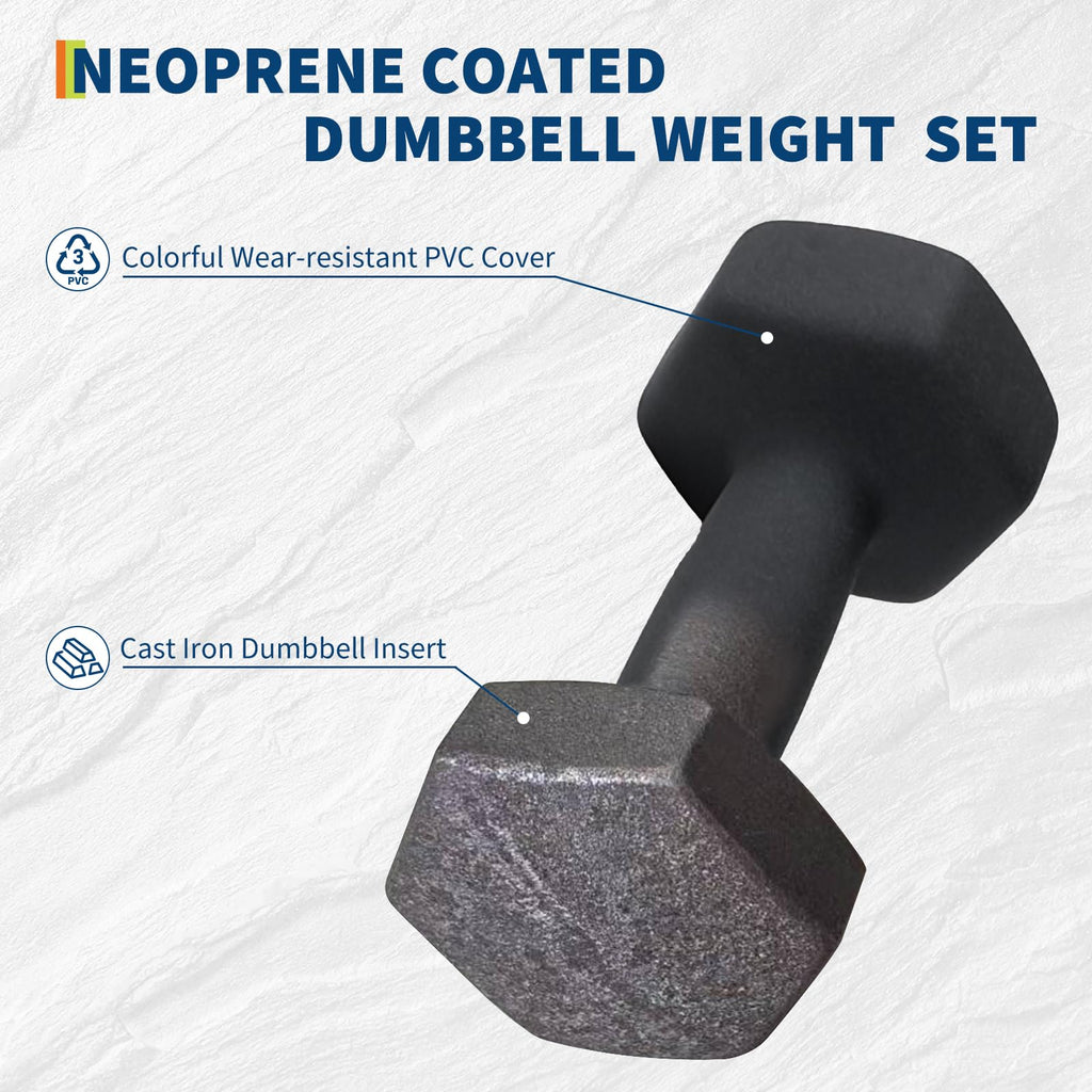 PVC Coated Hexagon Dumbbells Set L56667