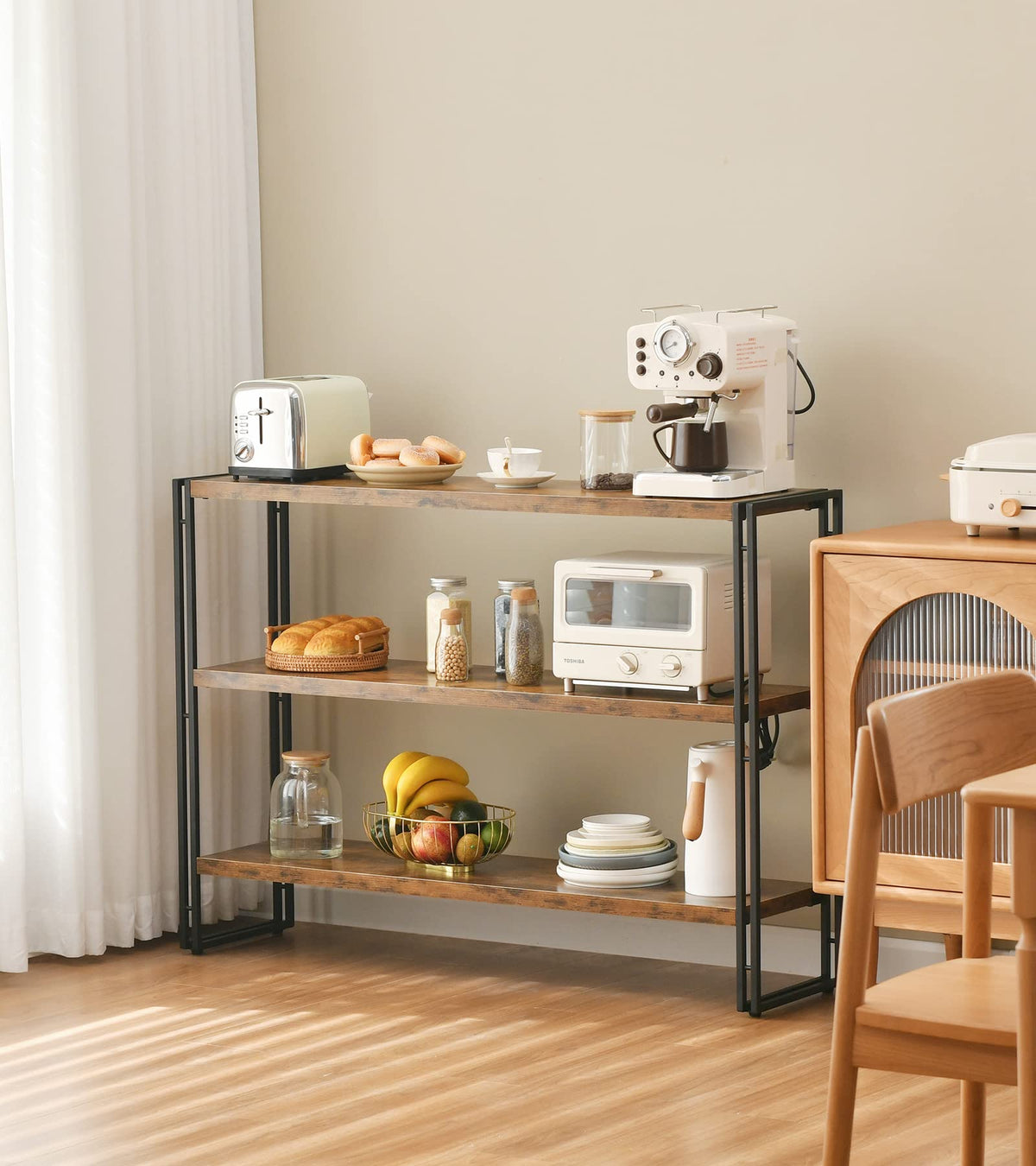 3-Tier Wood and Metal Bookshelf C364398