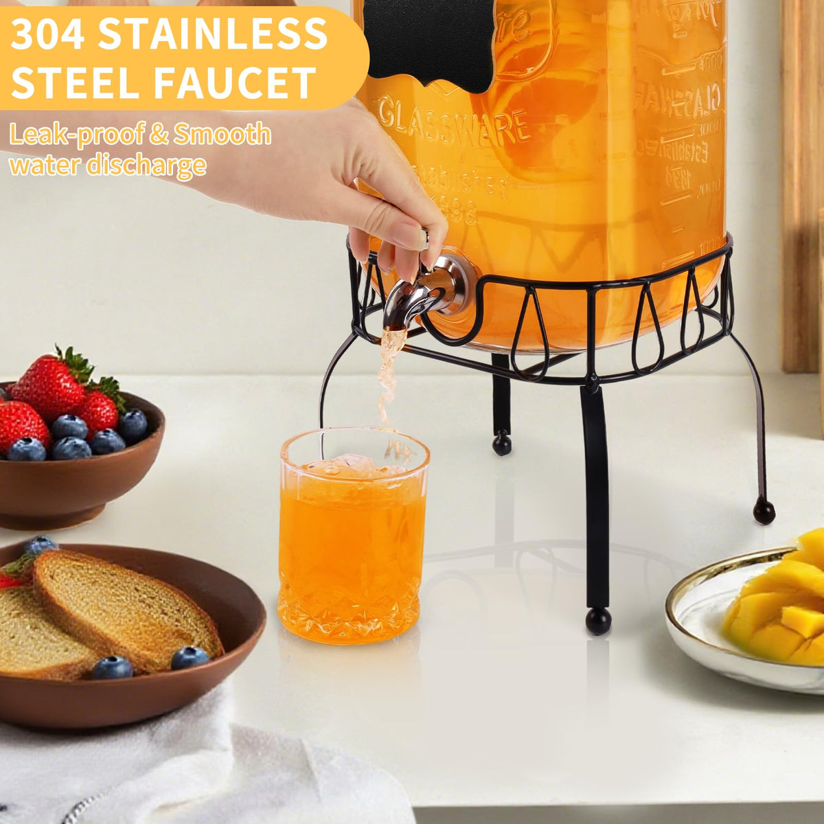 2 Gallon Glass Beverage Dispenser Jar E527445