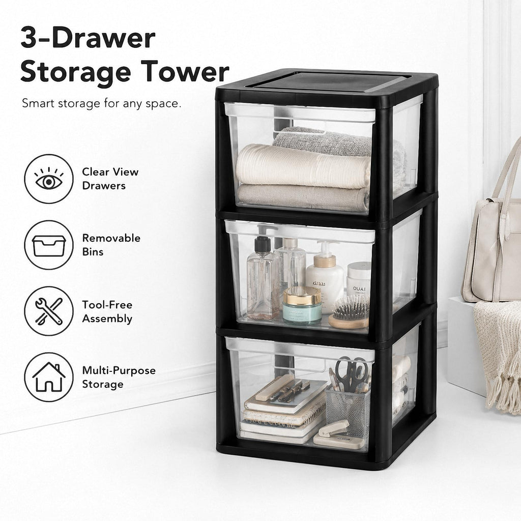 3-Drawer Plastic Storage Tower J595574