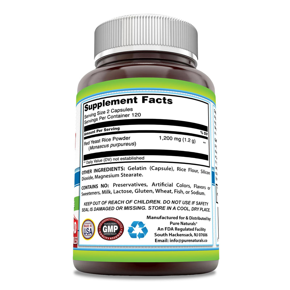 Red Yeast Rice 1200 Mg 240 Capsules Supplement Q59044