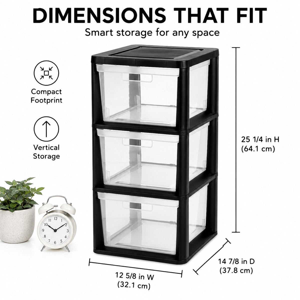 3-Drawer Plastic Storage Tower J595574