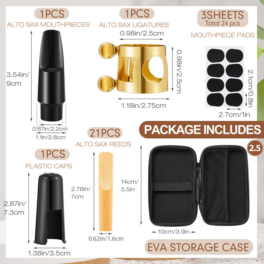 49 Pcs Alto Saxophone Replacement Kit with Mouthpiece Reeds Storage Case I637
