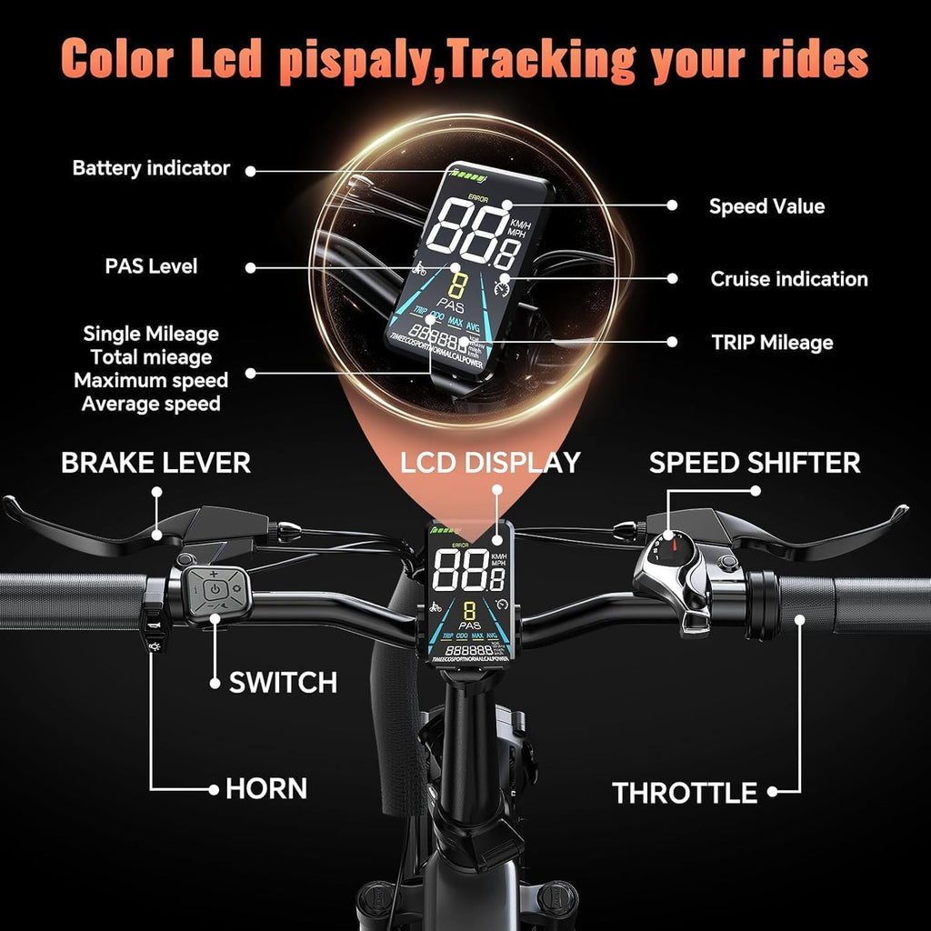 1500W Folding Electric Bike with 52V 20AH Removable Battery, 20" x4.0 Fat Tire K519534