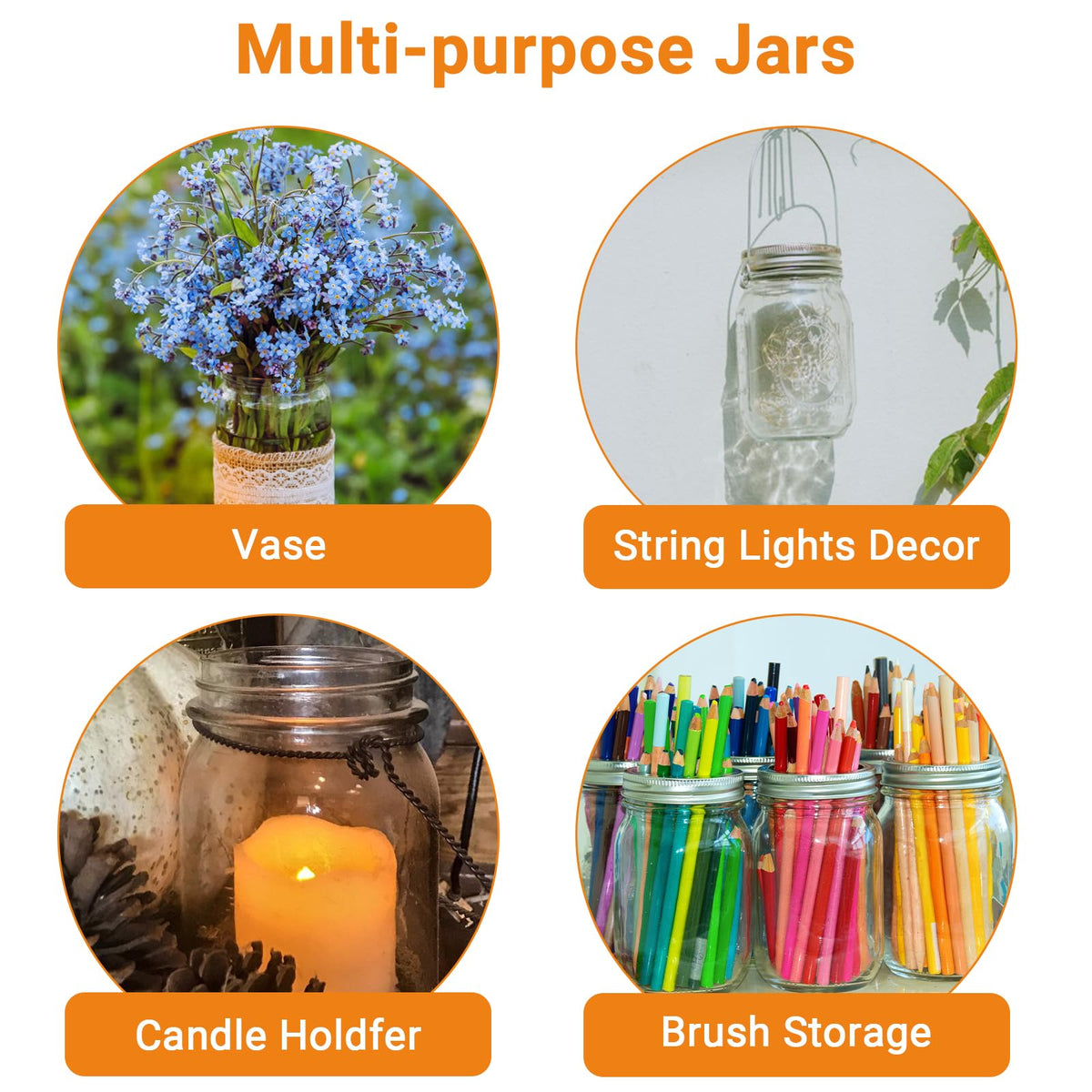 16 oz Clear Glass Mason Jars with Lids, 15 Pack L476850