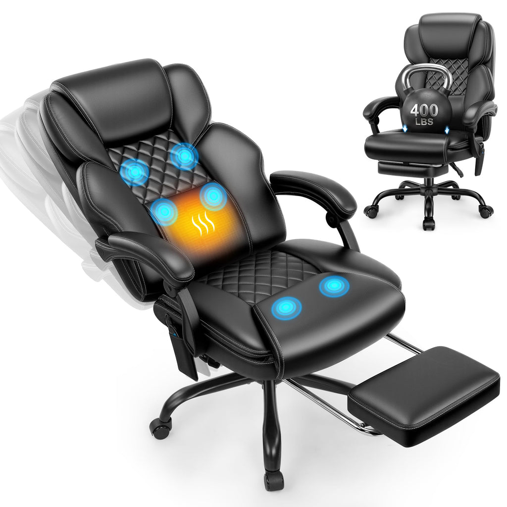 Massage Office Chair with Footrest, Heat and 160° Recline L889