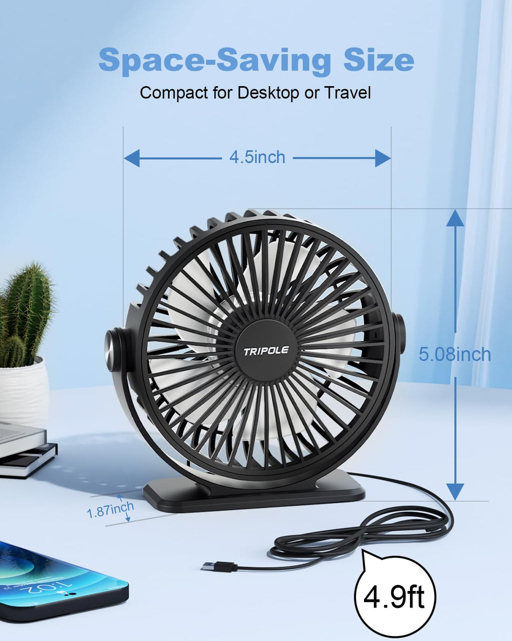 Black 2 Pack USB Powered Mini Desk Fan Q229