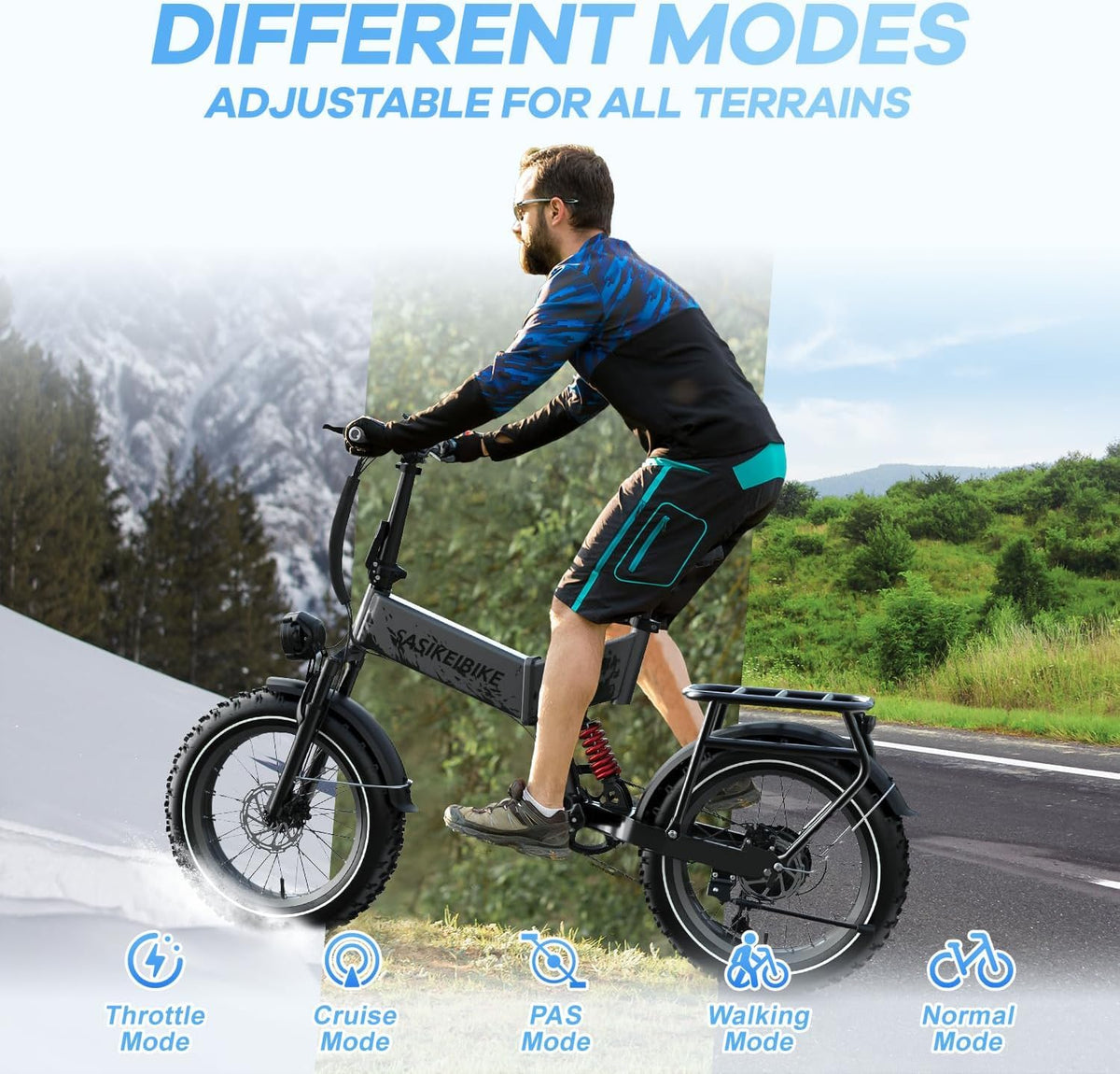 1500W Folding Electric Bike with 52V 20AH Removable Battery, 20" x4.0 Fat Tire K519534