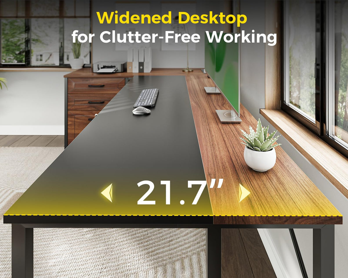 61" L Shaped Office Desk with Wood Drawers T30418