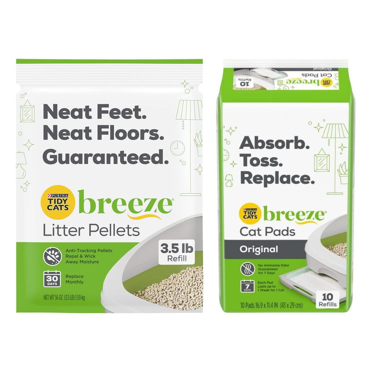 1 Litter Pellets Refill (3.5 lb) and 1 Cat Pad Refills (10 ct) Variety Pack M875615