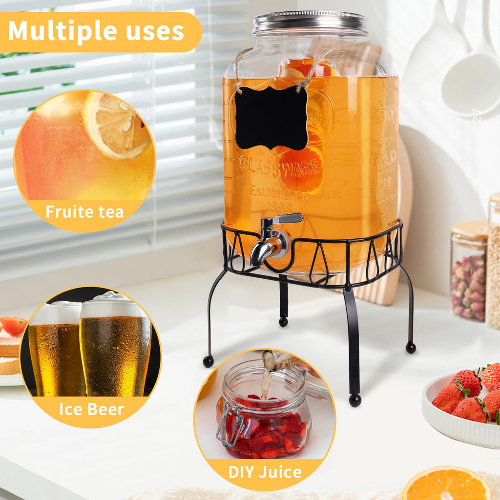 2 Gallon Glass Beverage Dispenser Jar E527445