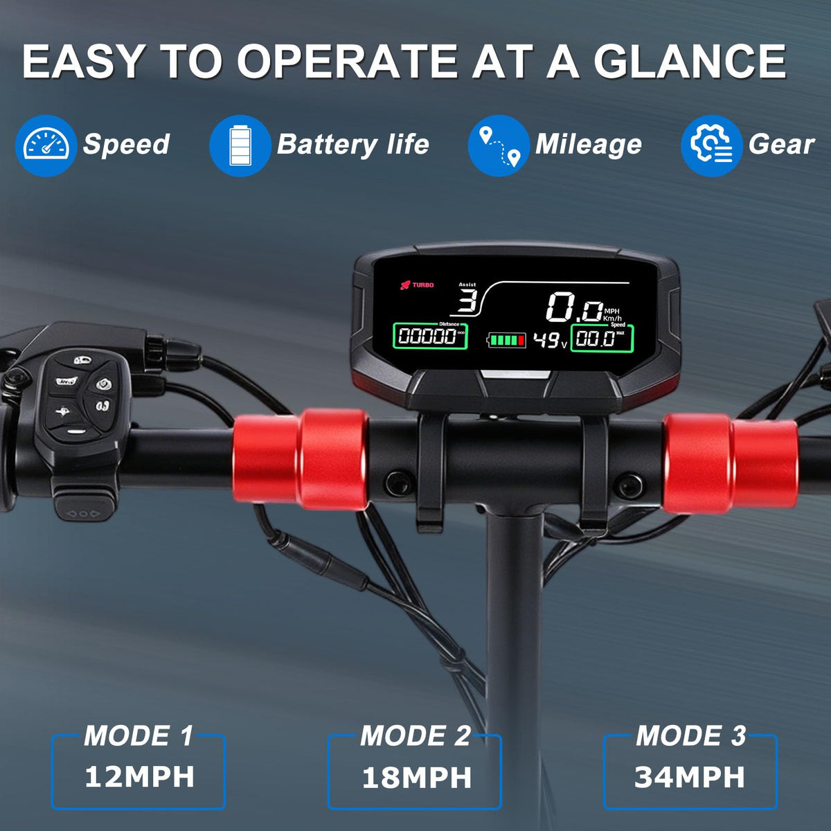 1200W 37 Mile Range 34MPH Foldable Electric Scooter with Seat M177026