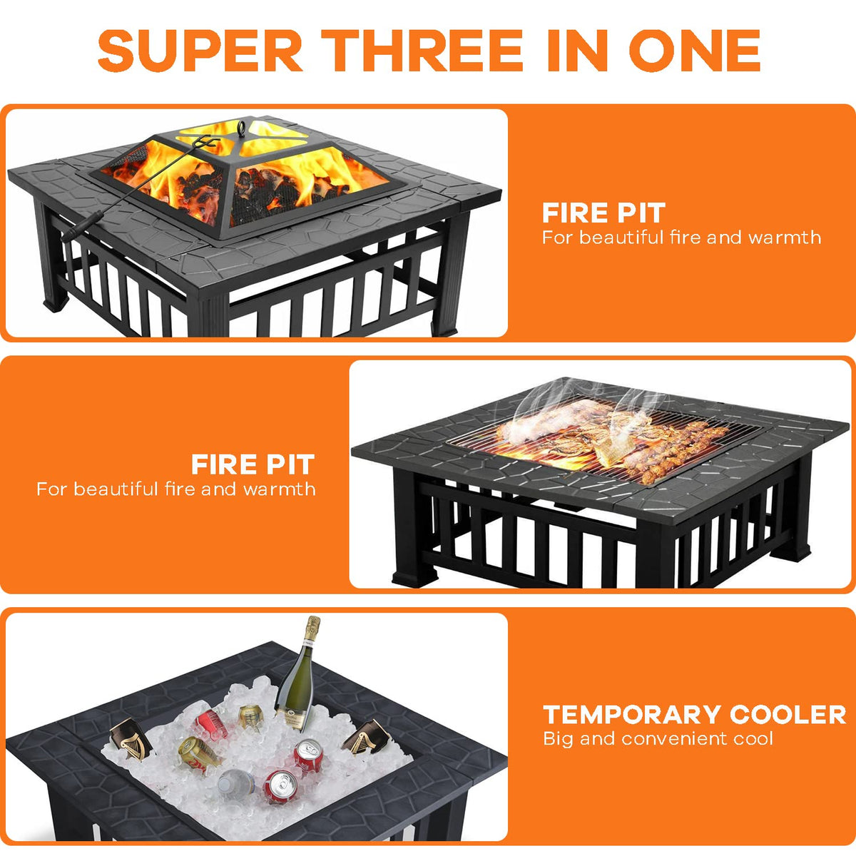 32 in Square Smokeless Fire Pit Table M746