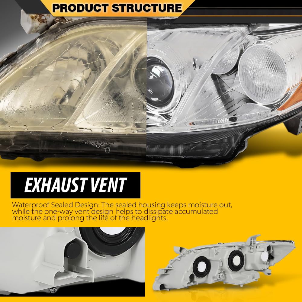 Clear Lens Chrome Housing Amber Reflector Headlight Assembly Pair J257579