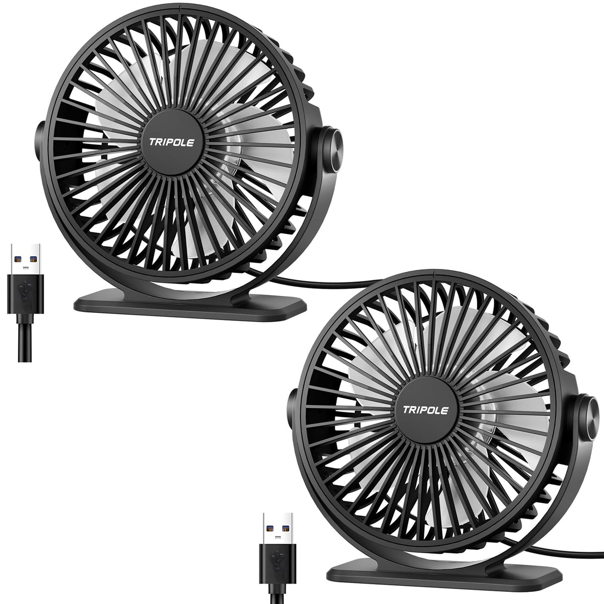 Black 2 Pack USB Powered Mini Desk Fan Q229