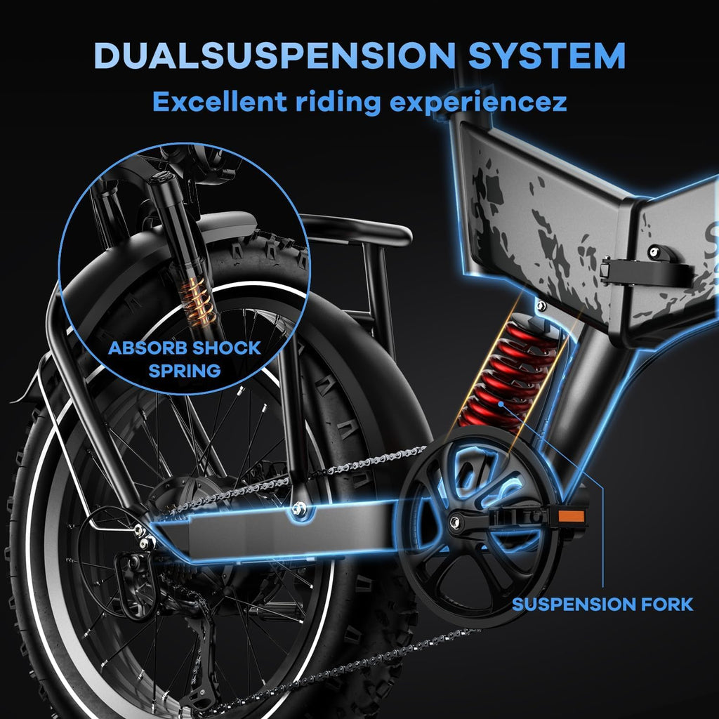 1500W Folding Electric Bike with 52V 20AH Removable Battery, 20" x4.0 Fat Tire K519534