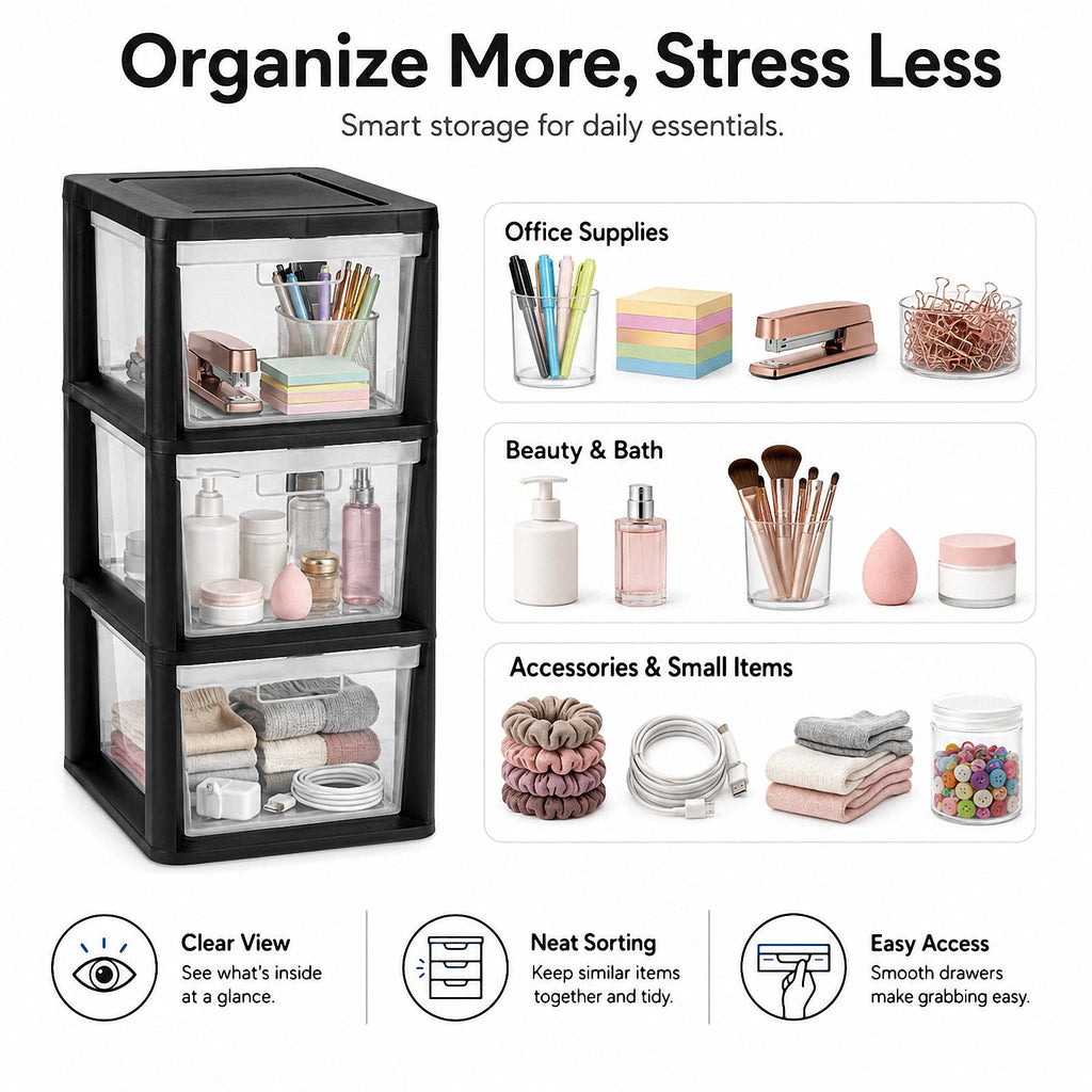 3-Drawer Plastic Storage Tower J595574