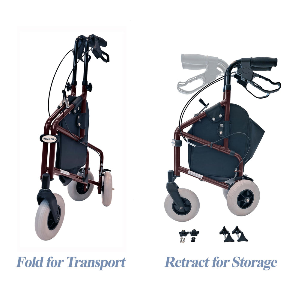 Lightweight Retractable 3 Wheel Walker with Balloon Tires T76958