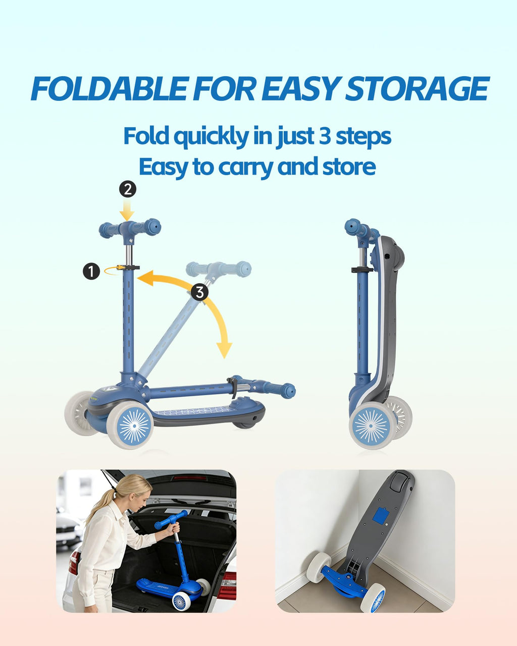 3 Wheel Kids Scooter with Light-Up Wheels Q53850