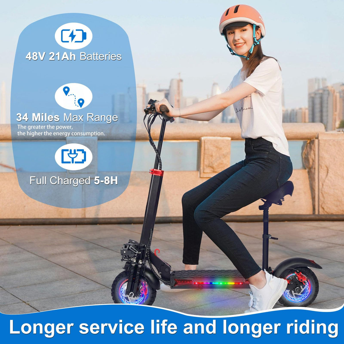 1200W 37 Mile Range 34MPH Foldable Electric Scooter with Seat M177026