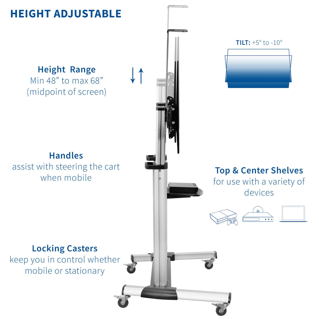 Adjustable Rolling Mobile TV Stand V493569