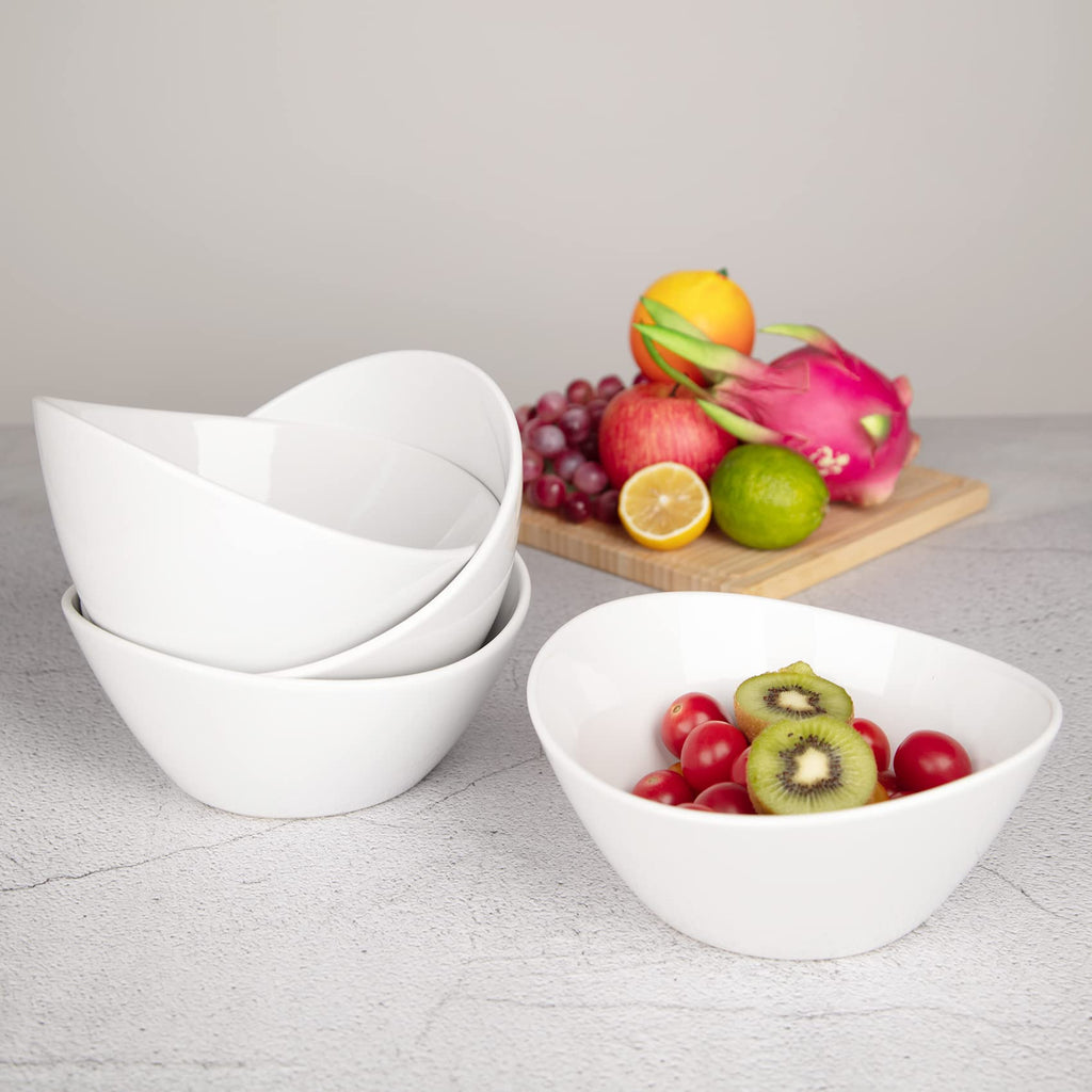 8 in White Ceramic Soup and Salad Bowls Set of 4 U415845