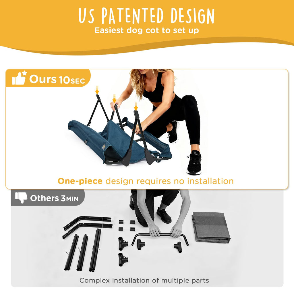Large Elevated Dog Cot with Non-Slip Feet, Dark Blue T956993