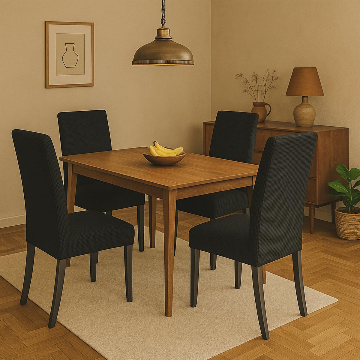 Black 6 Pack Dining Chair Covers J3144