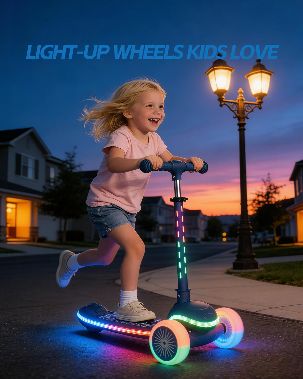 3 Wheel Kids Scooter with Light-Up Wheels Q53850
