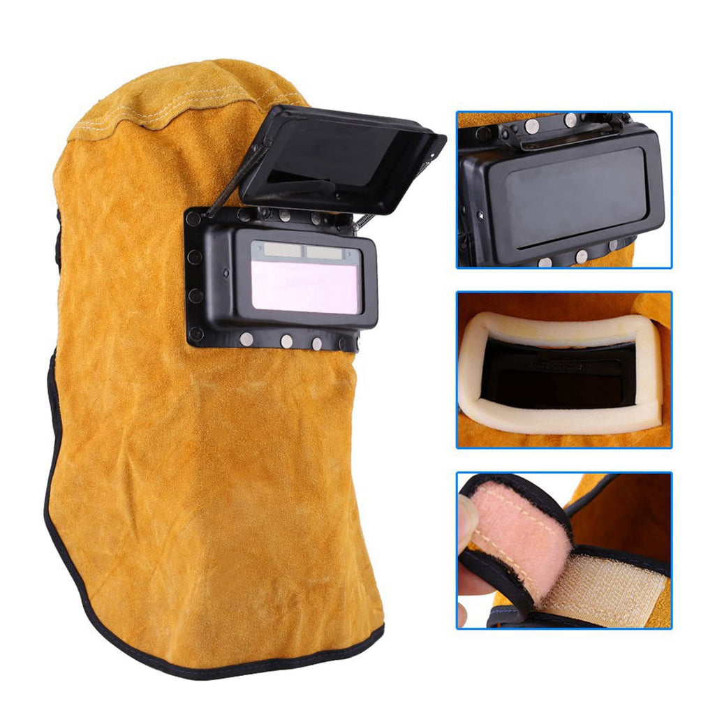 Leather Welding Hood with Auto Darkening Lens V756127