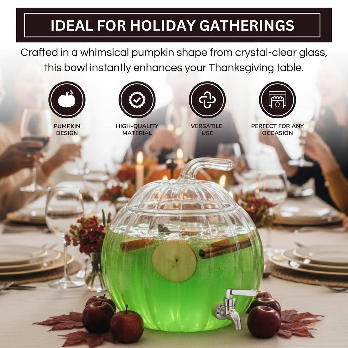 Glass Pumpkin Drink Dispenser 2 Gallon L6431