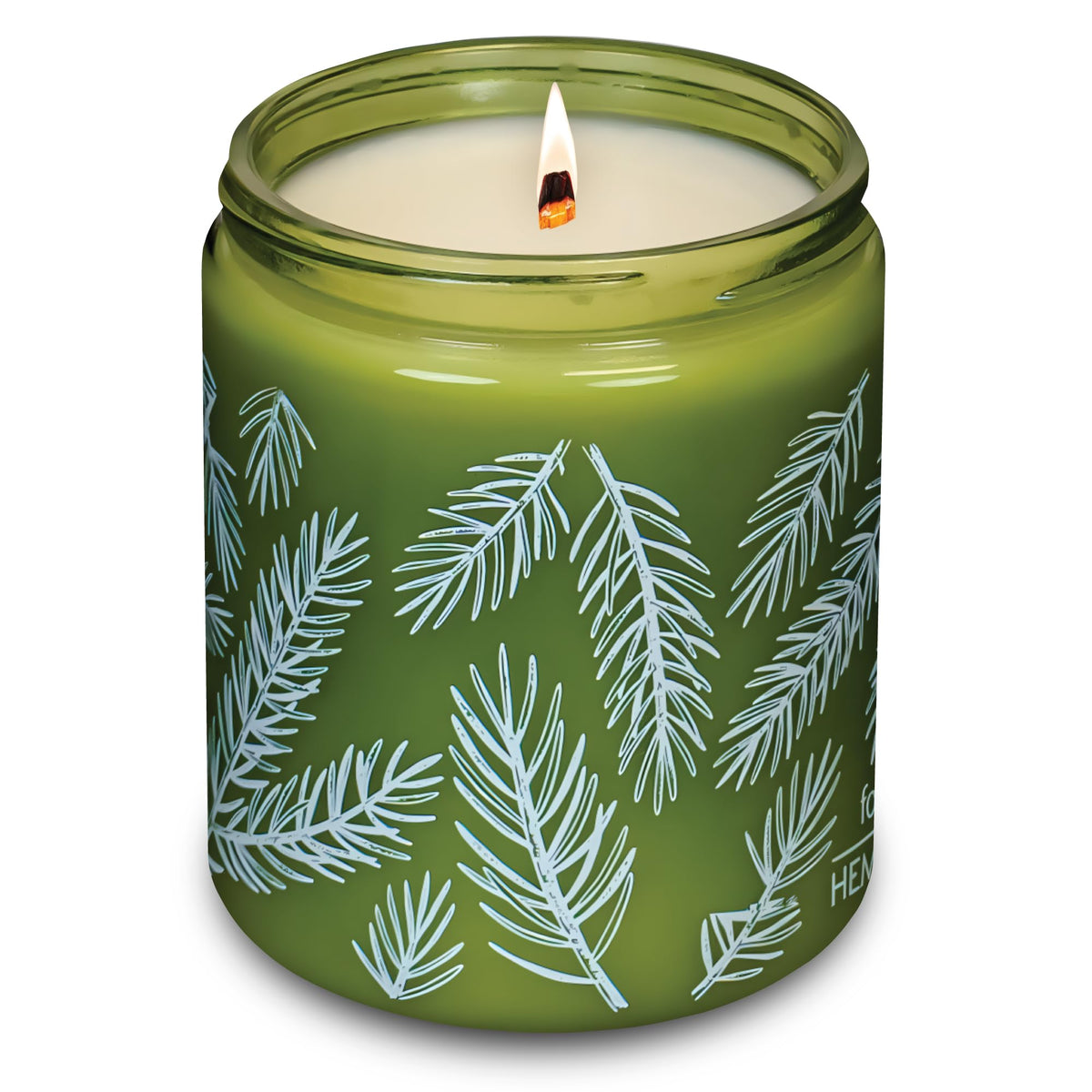 Green Glass Crackling Wood Wick Candle 8 oz N60979