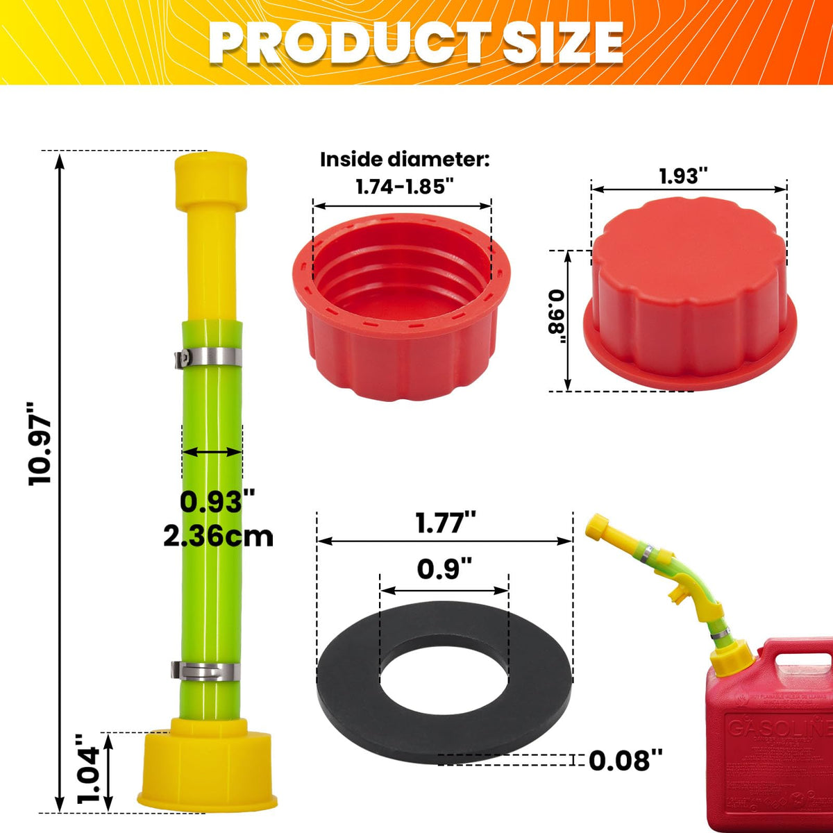 Gas Can Spout Replacement & Red Gas Cap Combo L90484