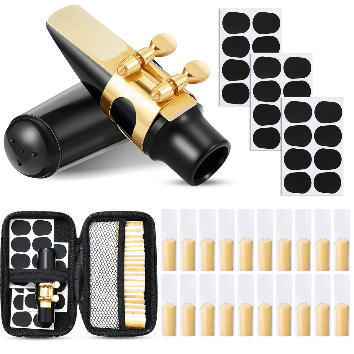 49 Pcs Alto Saxophone Replacement Kit with Mouthpiece Reeds Storage Case I637
