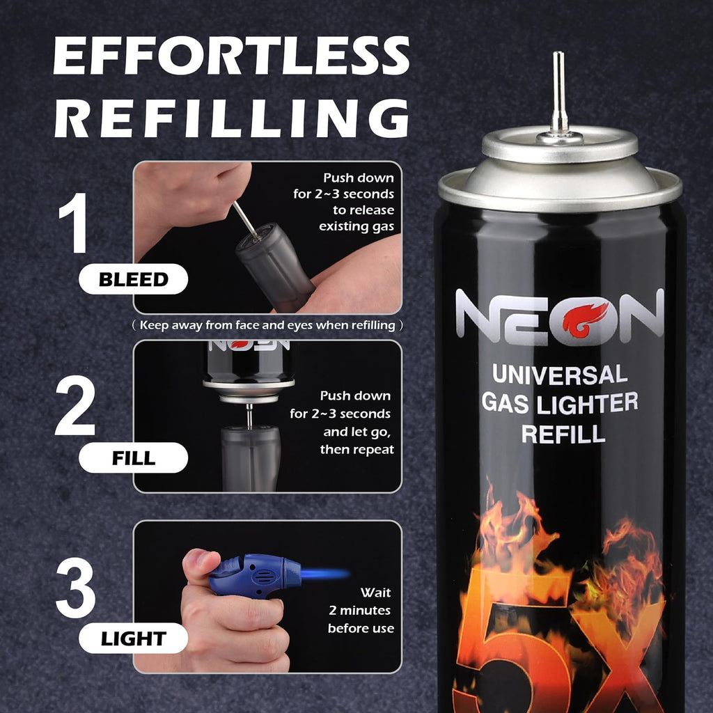 300ml Butane Fuel Refill with Metal Nozzle & 5 Adapters, 12 Cans G8809