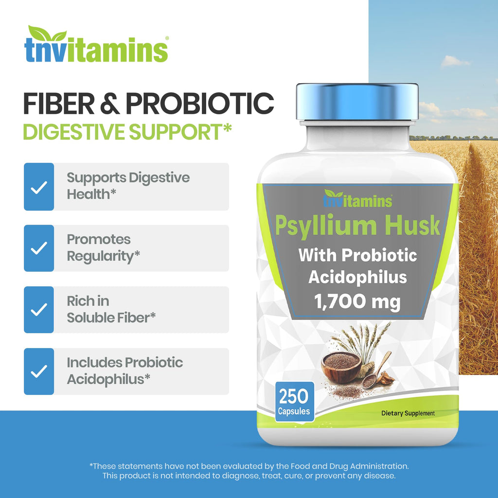 Psyllium Husk Capsules 1700 MG 250 Capsules A3179