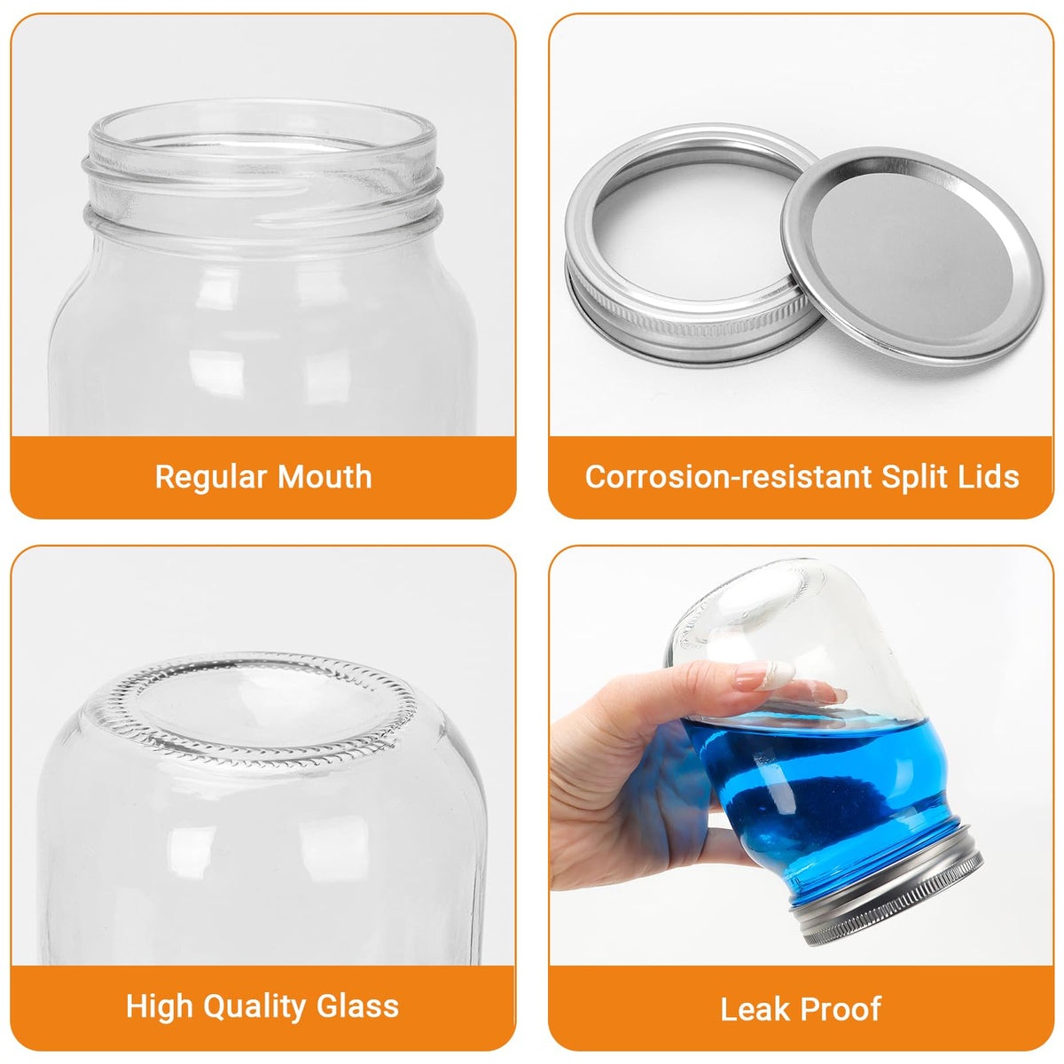 16 oz Clear Glass Mason Jars with Lids, 15 Pack L476850
