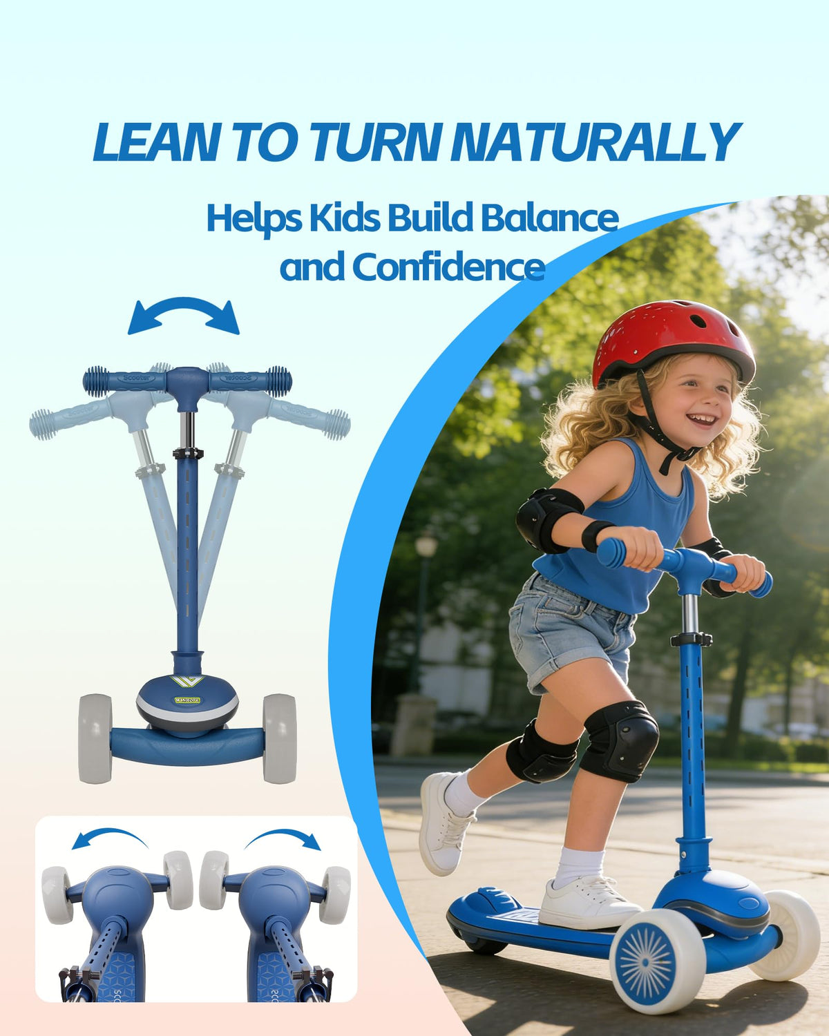 3 Wheel Kids Scooter with Light-Up Wheels Q53850