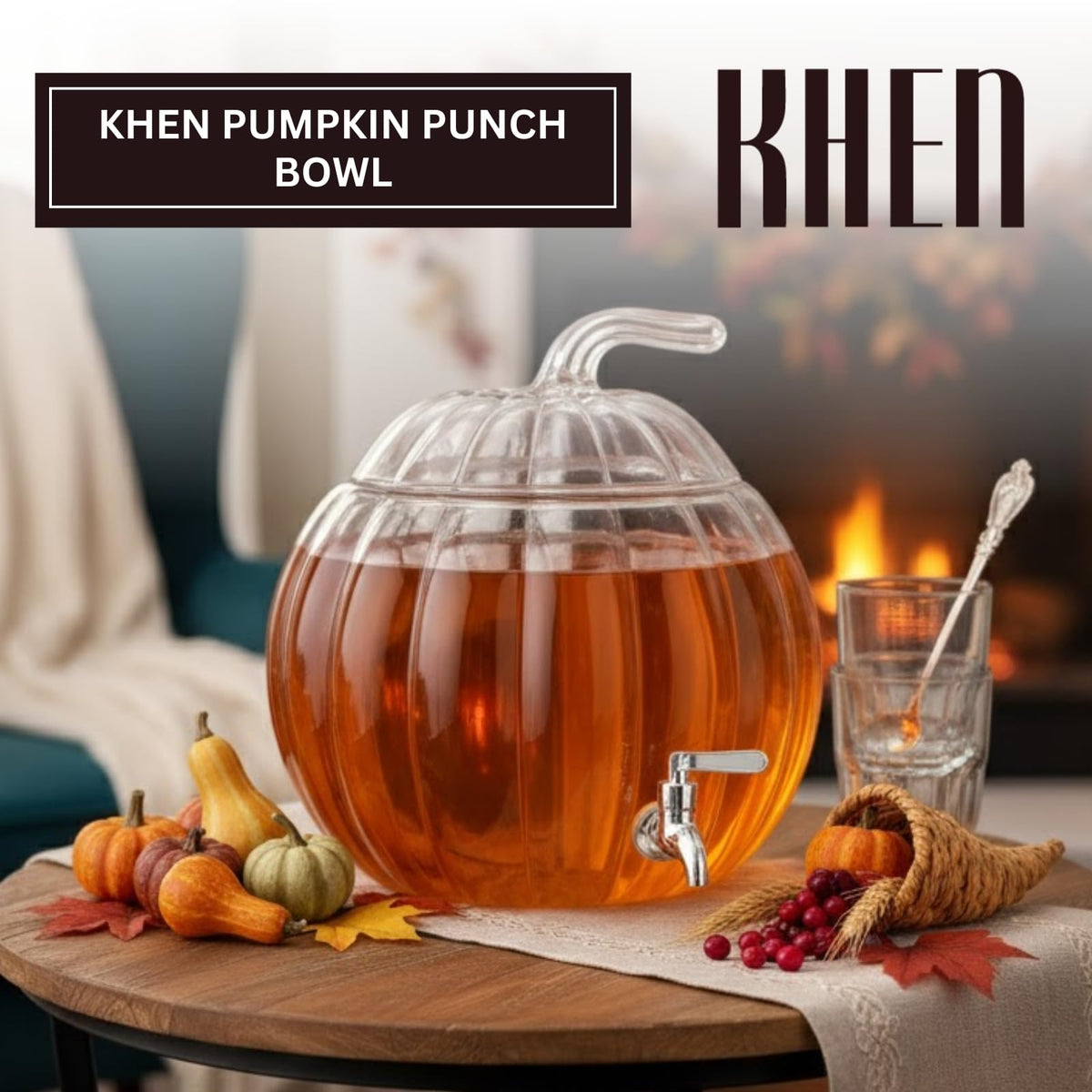 Glass Pumpkin Drink Dispenser 2 Gallon L6431