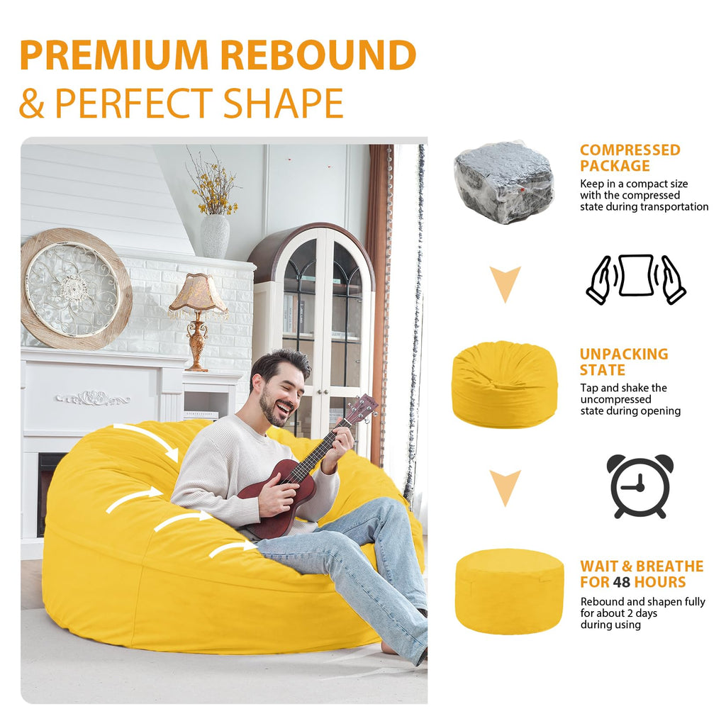 5FT Memory Foam Bean Bag Chair with Dutch Velvet Cover D668469