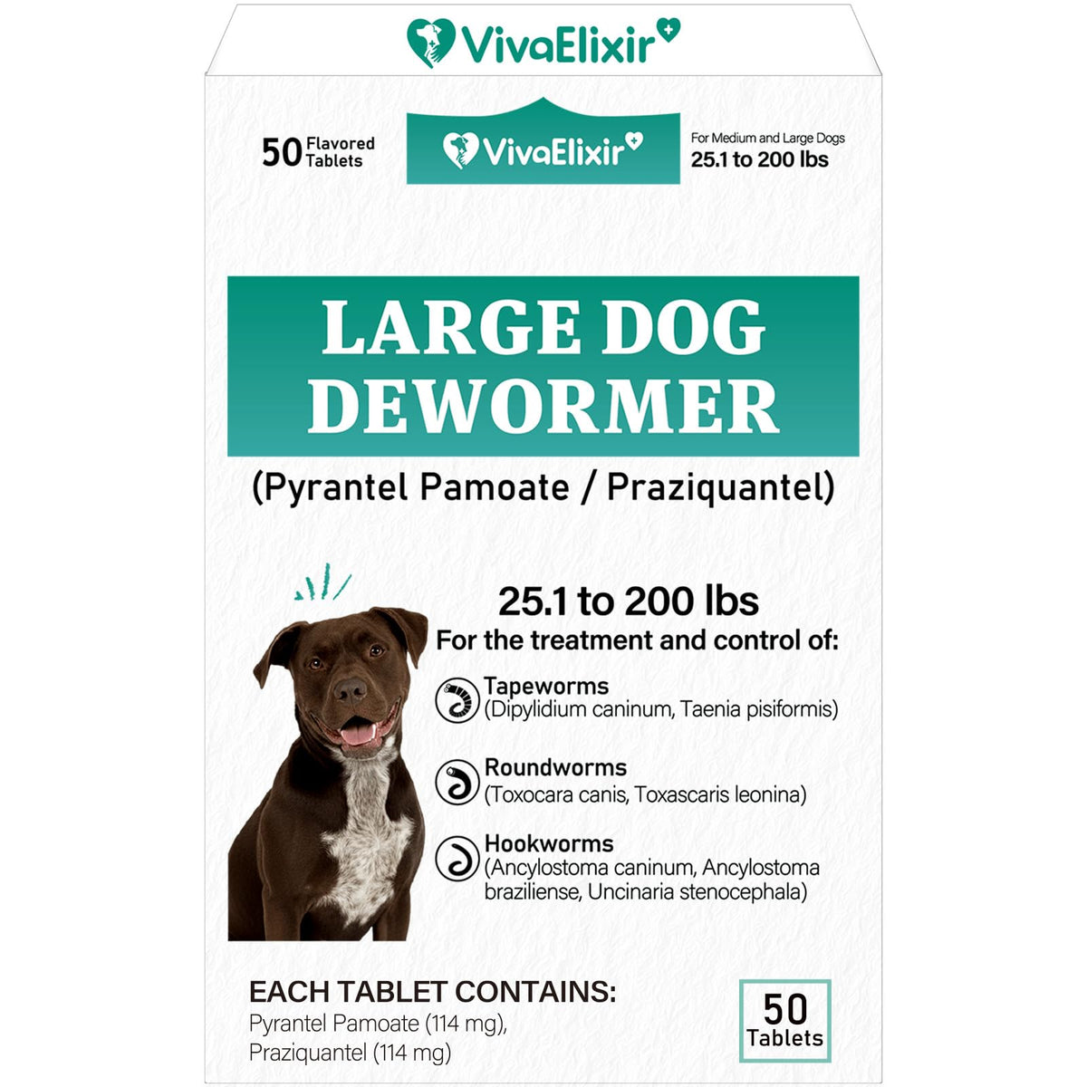 Large Dog & Puppy Oral Worm Remover 50 Tablets Z840